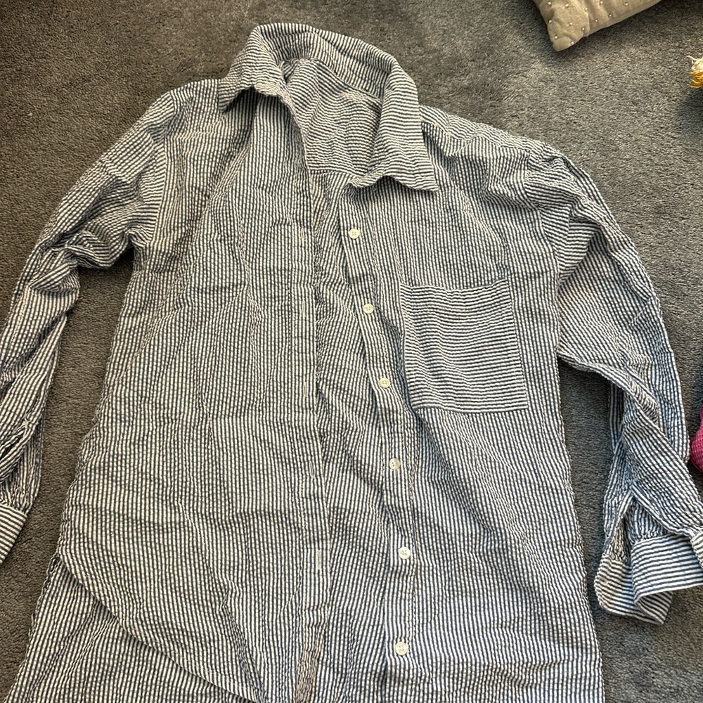 Blue striped button down